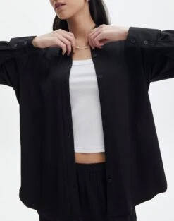 Textured Button Front Shirt -Outlet Glassons Store co gloria textured shirt black imageback bl127680tex