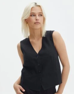 Faux Leather Biker Zip Corset 35 Faux Leather Biker Zip Corset -Outlet Glassons Store co harley linen vest black front bv128737tlin 1