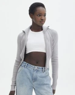 Long Sleeve Zip Through Knit Top -Outlet Glassons Store co harriet zip thru cardi pale grey marle front kc90296knt