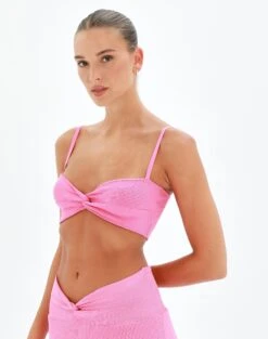 Twist Front Rib Knit Crop Top 19 Twist Front Rib Knit Crop Top -Outlet Glassons Store co kina knit pink carnations detail kv55503rib