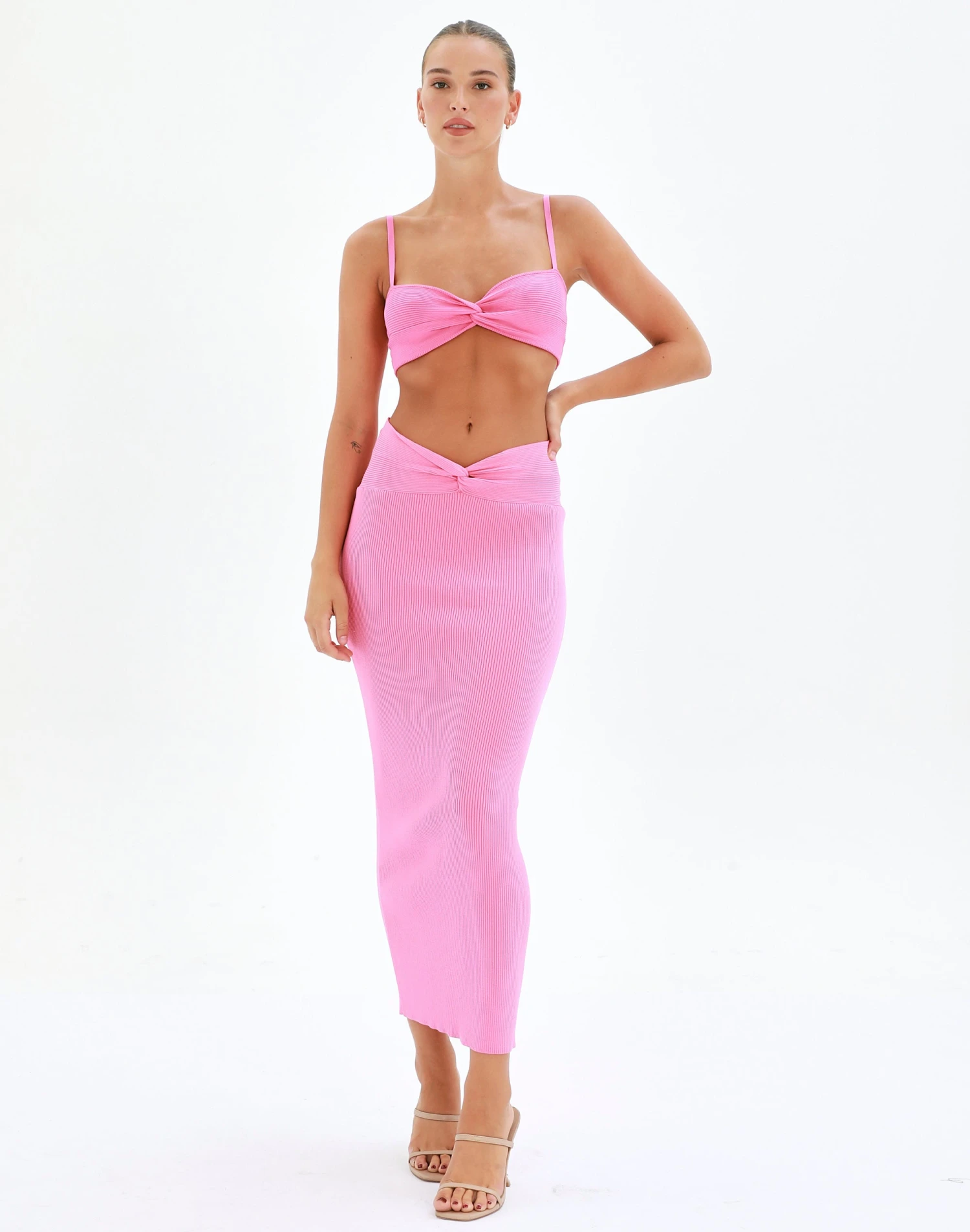 Twist Front Rib Knit Crop Top 4 Twist Front Rib Knit Crop Top - Image 2