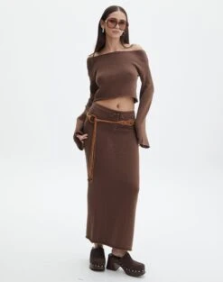 Mesh Maxi Skirt 27 Mesh Maxi Skirt -Outlet Glassons Store co lardee knit tie waist maxi deep umber front sl47099knt 4