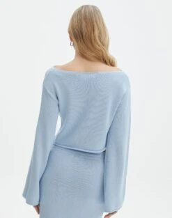 Off Shoulder Flare Long Sleeve Knit -Outlet Glassons Store co lardee knit top ice cap back kl127172cot