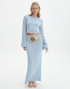 Off Shoulder Flare Long Sleeve Knit -Outlet Glassons Store co lardee knit top ice cap full kl127172cot