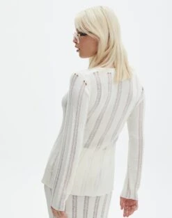 Sheer Ladder Knit Button Up Top -Outlet Glassons Store co lidia laddered long line bad to the bone back kc123985knt