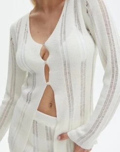 Sheer Ladder Knit Button Up Top -Outlet Glassons Store co lidia laddered long line bad to the bone imageback kc123985knt