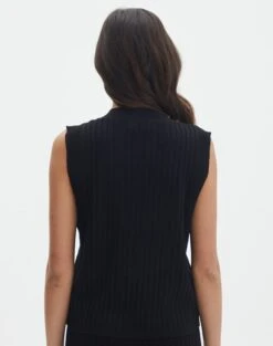 Rib Knit V Neck Vest -Outlet Glassons Store co litzy rib vest black back kv155579knt