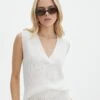Rib Knit V Neck Vest -Outlet Glassons Store co litzy rib vest milk front kv155579knt 1