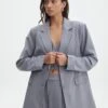 Oversized Pinstripe Blazer -Outlet Glassons Store co loretta blazer light grey pinstripe front jw51337pin