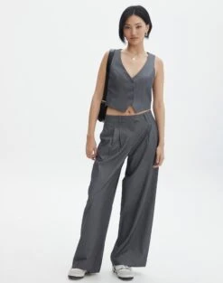 Tailored V Neck Vest -Outlet Glassons Store co loretta waistcoat charcoal marle full bv65137pln