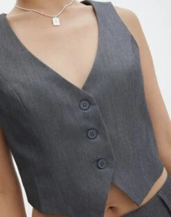 Tailored V Neck Vest -Outlet Glassons Store co loretta waistcoat charcoal marle imageback bv65137pln