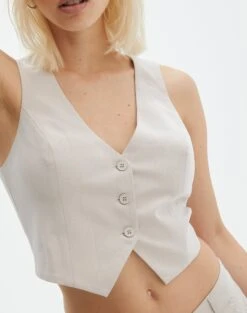 Tailored V Neck Vest -Outlet Glassons Store co loretta waistcoat neutral imageback bv65137pln