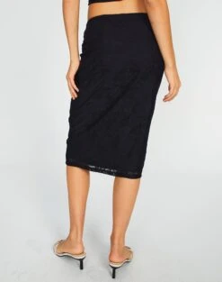 Lace Midi Slip Skirt -Outlet Glassons Store co lorna lace midi skirt blackblack back sl108106lac