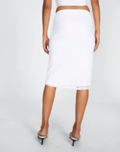 Lace Midi Slip Skirt -Outlet Glassons Store co lorna lace midi skirt white back sl108106lac