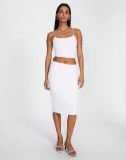 Ribbed Knit Button Side Maxi Skirt 40 Ribbed Knit Button Side Maxi Skirt -Outlet Glassons Store co lorna lace midi skirt white front sl108106lac 1