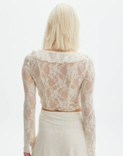 Tie Front Lace Frill Blouse -Outlet Glassons Store co lotus lace cardigan bad to the bone back tc120746lac