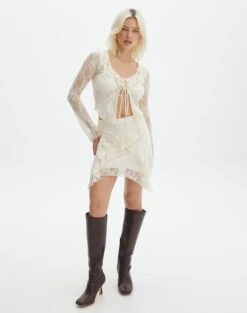 Tiered Asymmetric Lace Mini Skirt -Outlet Glassons Store co lotus mini skirt bad to the bone detail ss116576lac