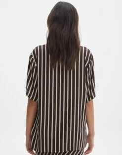 Oversized Contrast Stripe Shirt -Outlet Glassons Store co mal box collard shirt soy stripe back bs137014prt