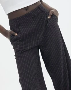 Wide Leg Pinstipe Tailored Pant -Outlet Glassons Store co marly pinstripe tailored pant black pinstripe imageback pw71767stp