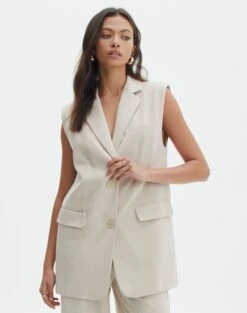 Tailored Oversized Vest -Outlet Glassons Store co marly sleeveless blazer oh natural front vs133393pln