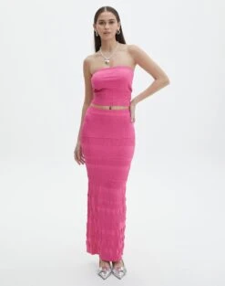 Contrast Rib Knit Bandeau -Outlet Glassons Store co michaela mixed stitch maxi skirt lets go party front sl96533knt