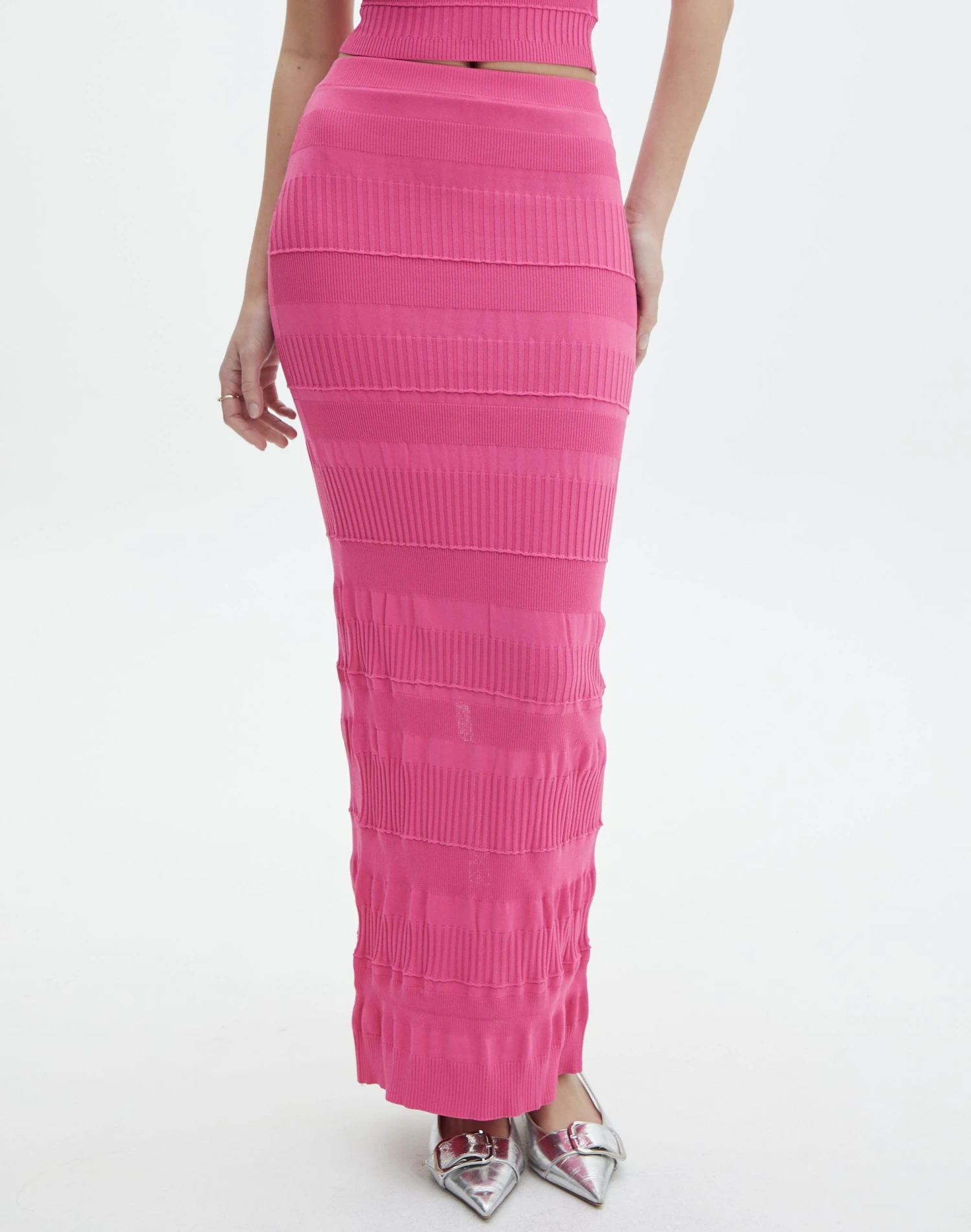 Contrast Rib Knit Maxi Skirt 4 Contrast Rib Knit Maxi Skirt - Image 2