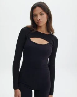 Ribbed Knit Long Sleeve Shrug