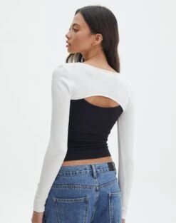 Ribbed Knit Long Sleeve Shrug -Outlet Glassons Store co midas shrug milk back kl54070cre