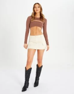 Ribbed Knit Long Sleeve Shrug -Outlet Glassons Store co midas shrug shiitake full kl54070cre