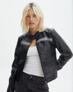 Cropped Puffer Jacket -Outlet Glassons Store co mila moto jacket blackgrey front jw90928pu 6