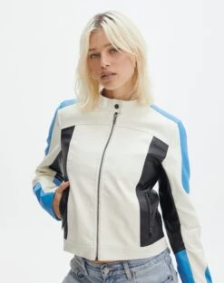 Ringspun Denim Moto Jacket 23 Ringspun Denim Moto Jacket -Outlet Glassons Store co mila moto jacket blue colour block front jw90928pu 1