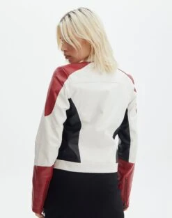 Faux Leather Long Sleeve Jacket -Outlet Glassons Store co mila moto jacket colour block back jw90928pu