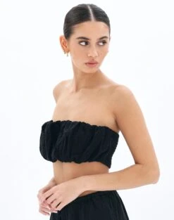 Muslin Ruched Bandeau Top -Outlet Glassons Store co mimi blouse black detail bv90902omus