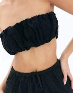 Muslin Ruched Bandeau Top -Outlet Glassons Store co mimi blouse black imageback bv90902omus