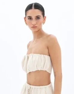 Muslin Ruched Bandeau Top -Outlet Glassons Store co mimi blouse rice cake detail bv90902omus