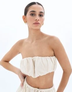 Muslin Ruched Bandeau Top -Outlet Glassons Store co mimi blouse rice cake front bv90902omus