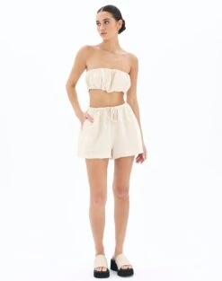 Muslin Ruched Bandeau Top -Outlet Glassons Store co mimi blouse rice cake full bv90902omus