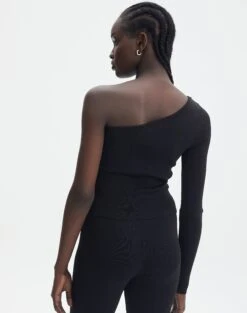 Knit One Shoulder Long Sleeve Top -Outlet Glassons Store co odus one shoulder knit black back kl94384vn