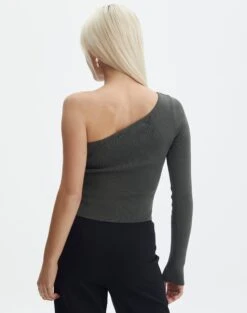 Knit One Shoulder Long Sleeve Top -Outlet Glassons Store co odus one shoulder knit thyme out back kl94384vn