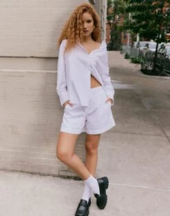 Linen Blend Tie Waist Shorts 23 Linen Blend Tie Waist Shorts -Outlet Glassons Store co pascal longline poplin short white front sw118840pop