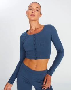 Button Up Cropped Long Sleeve Top -Outlet Glassons Store co peony longsleeve moby dick front tc93716cot