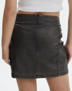 Washed Faux Leather Mini Skirt 24 Washed Faux Leather Mini Skirt -Outlet Glassons Store co raven mini skirt worn black back ss116125pu