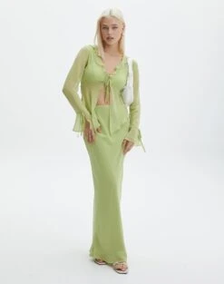 Low Rise Maxi Slip Skirt