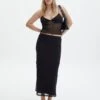 Mesh Lettuce Trim Midi Skirt -Outlet Glassons Store co sabrina burnout mesh max black front sl53303msh