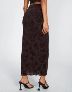 Burnout Mesh Lettuce Trim Midi Skirt -Outlet Glassons Store co sabrina burnout mesh maxi soy blooms back sl53303bur