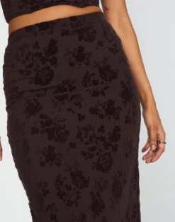 Burnout Mesh Lettuce Trim Midi Skirt -Outlet Glassons Store co sabrina burnout mesh maxi soy blooms imageback sl53303bur