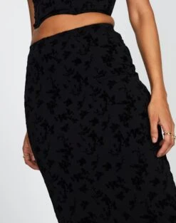 Burnout Mesh Lettuce Trim Midi Skirt -Outlet Glassons Store co sabrina burnout mesh maxi vine burnout imageback sl53303bur