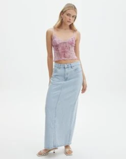 Print Mesh Lettuce Trim Cropped Cami -Outlet Glassons Store co sabrina mesh cami baby doll script full tv54660rprt