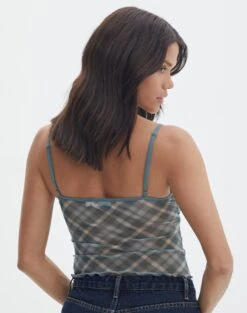 Print Mesh Lettuce Trim Cropped Cami -Outlet Glassons Store co sabrina mesh cami sideline check back tv54660rprt