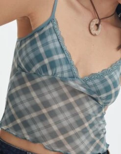 Print Mesh Lettuce Trim Cropped Cami -Outlet Glassons Store co sabrina mesh cami sideline check imageback tv54660rprt